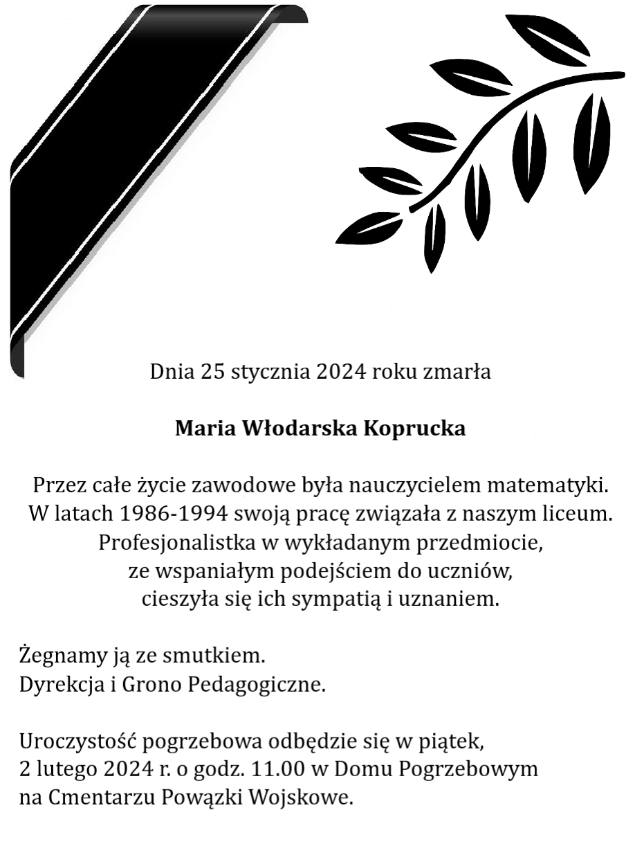 nekrolog Maria Włodarska Koprucka