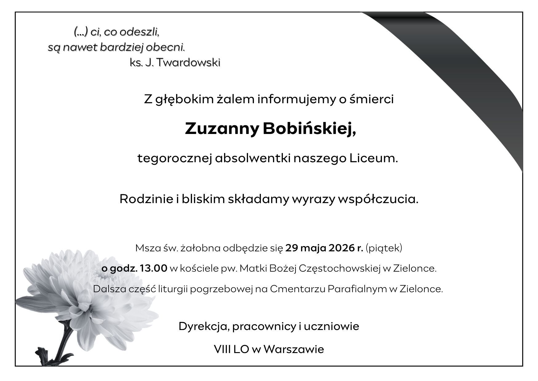 nekrolog Zuzia